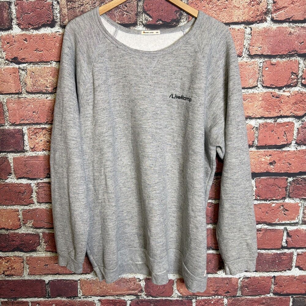 Marine Layer Mens 2XL Heather Gray Crewneck Sweatshirt LiveRamp Logo USA Made